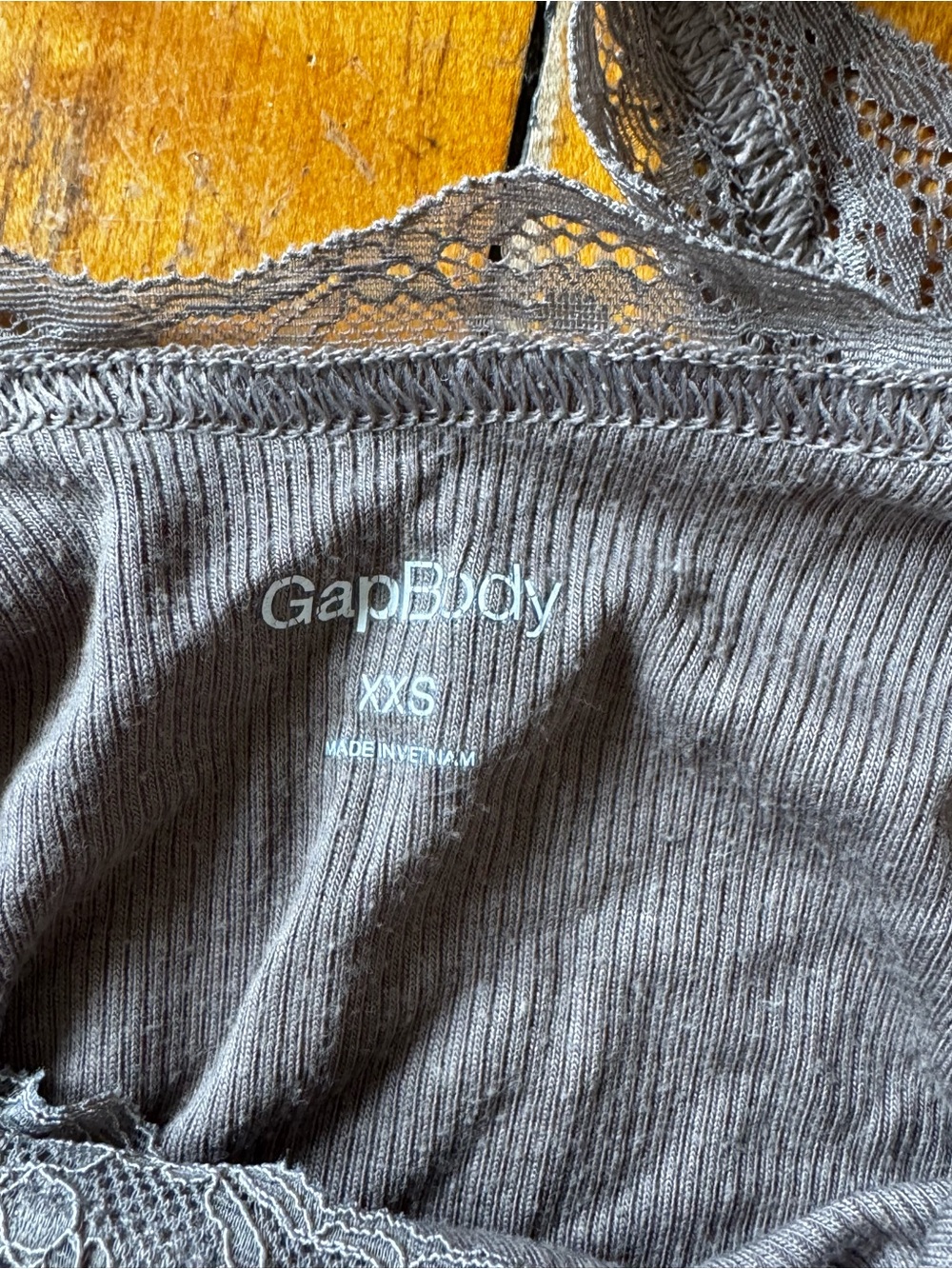 Lace-Trim Ribbed Tank Top - Gray - Picture 3 of 5
